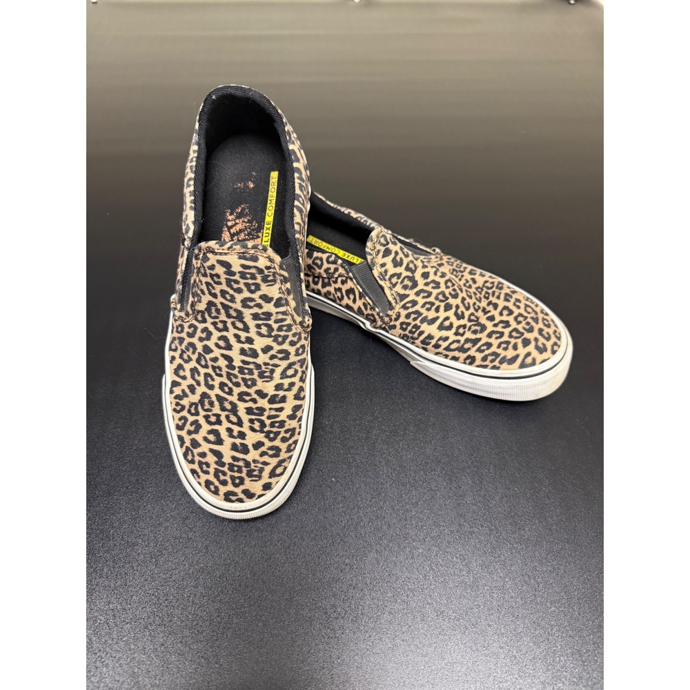 Vans Classic Slip On Leopard Print Canvas Shoes Womens 8 Cheetah Low Top J11